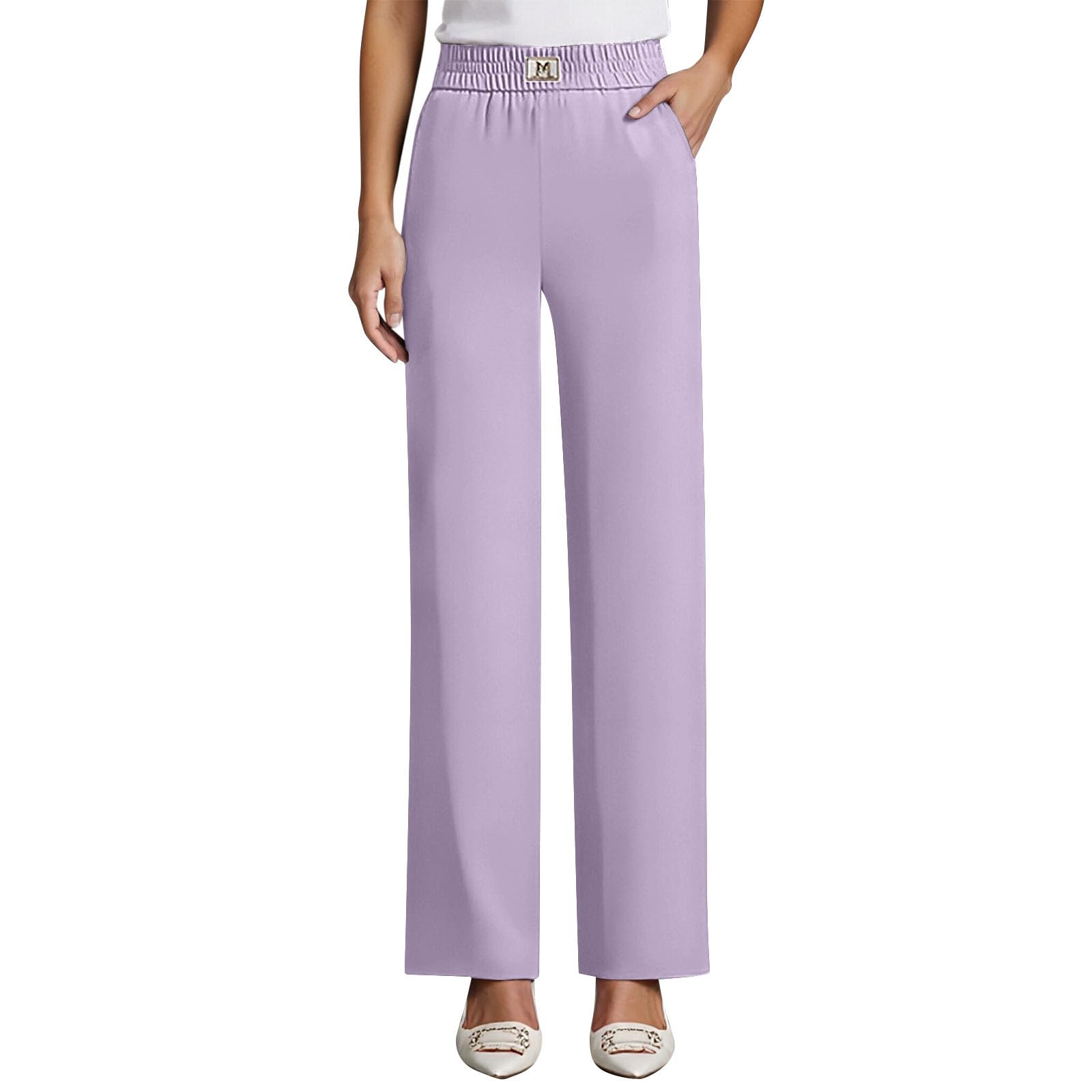 Soft Perfect Drape High Rise Pull-On Stretch Pants for Senior Women Over 50