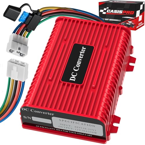 Image of Universal 36V 48V to 12V Golf Cart Voltage Reducer DC Converter, 30A 360W DC Step Down Transformer with Fuse, Voltage Regulator for Club Car EZGO Yamaha
