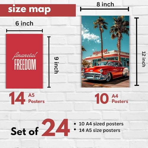 Image of Good Hope Hustler's Vision Board Wall Collage Posters Set of 24 Pcs without Frame 10 A4 Size 8x10 & 14 A5 size Prints for Money Motivation For Room Wall