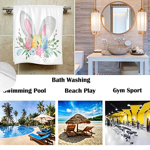 Pfrewn Easter Bunny Ears Hand Towels 16X30 In Spring Flowers Colorful Eggs Bathroom Towel Ultra Soft Highly Absorbent Small Bath Towel Kitchen Dish Guest Towel Happy Easter Day Decorations #TOP1