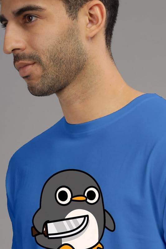 Image of XENOVAURBAN Men's Graphic Printed RN-Penguin Round Neck Regular and Plus Size Cotton T-Shirt