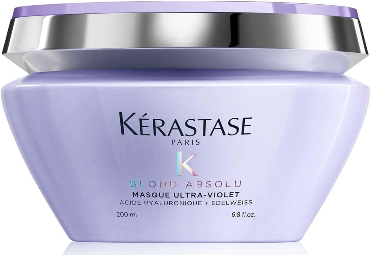 KérastaseHaarmaske für trockenes und blondiertes Haar, Gegen Gelbstich, Mit Hyaluron und Neutralisatoren, Masque Ultra-Violet, Blond Absolu