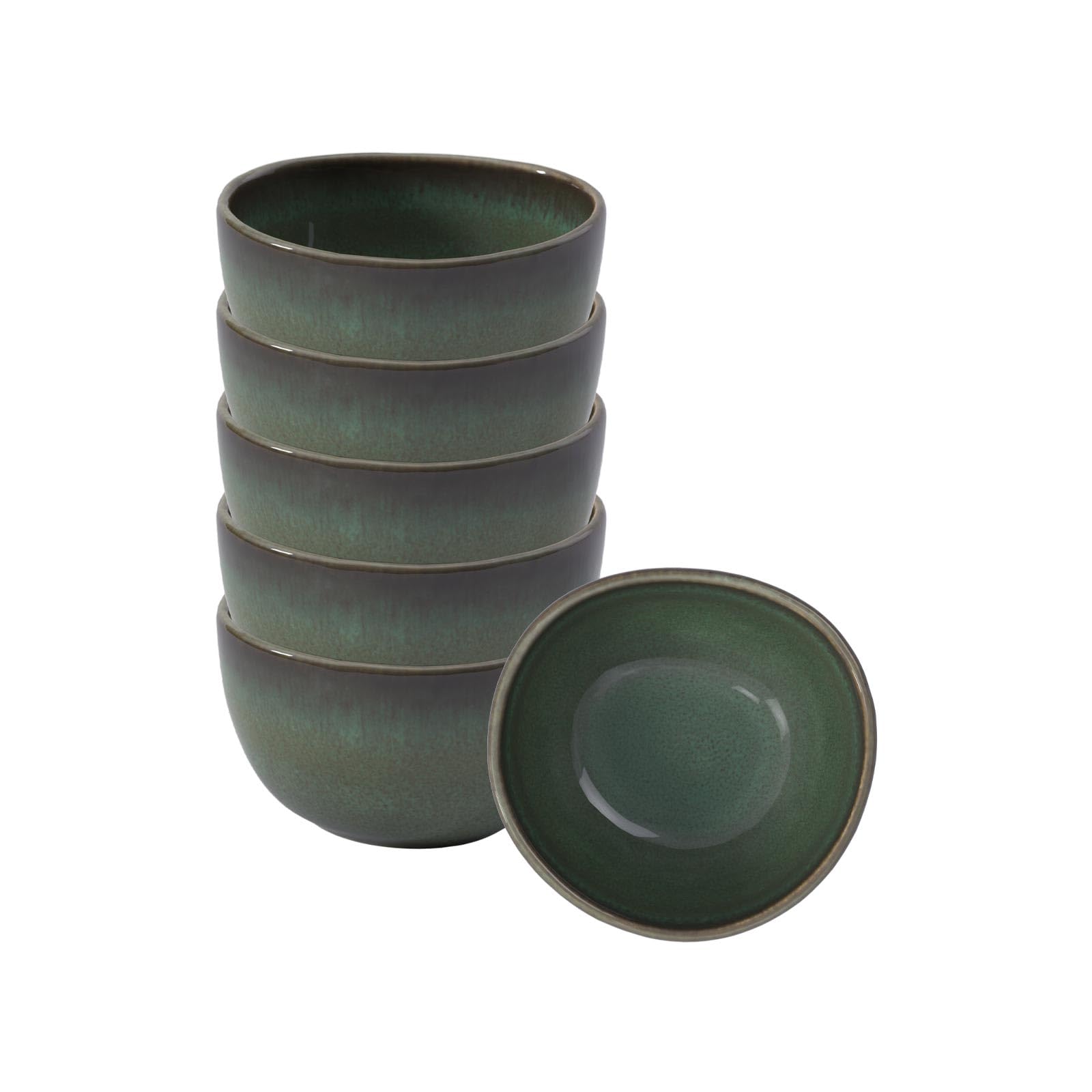 like. by Villeroy & Boch - Lave Vert Dipschälchen 6er Set, 140 ml, Schale für Dips & Snacks, 10x10x6 cm, Steingut, Grün