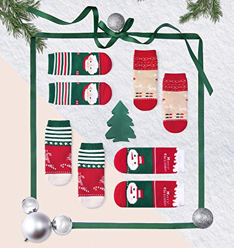 Howjojo Boys Girls Christmas Socks Kids Warm Socks Winter Thermal Cotton Crew Socks 4 Pack 3T-4T/4T-5T #TOP2