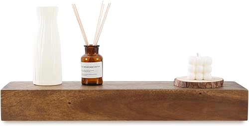 Estantes flotantes con acento de nogal, estantes flotantes para decoración de pared, marrón vintage, 24 pulgadas de largo x 6 pulgadas de ancho x 3