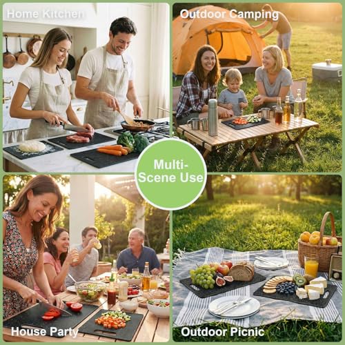 Set de 3 tablas de cortar plásticas negras con mango miniatura 7