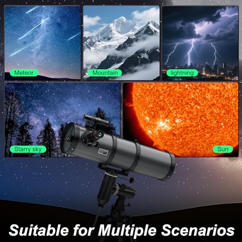 Image of Aurosports Telescope 150EQ Reflector Telescopes for Adults Astronomy - Professional 150mm Aperture Telescope for Beginners with EQ Mount, Phone Adapter, Moon Filter, 2X Barlow Lens, Stable Tripod
