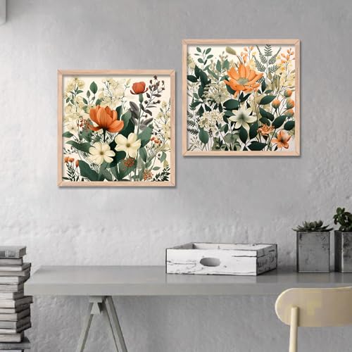 Image of kotart - Floral paintings for home decor, wall hanging frames for living room, bed room, office Set of 2 Multicolo Size- (10x10 inch, C)