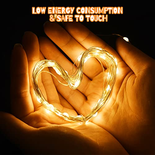 Cshare Led-lichtsnoer, 2 m, 20 micro-leds, koperdraad, werkt op batterijen, waterdichte verlichting voor feestjes, tuin, Kerstmis, Halloween, bruiloft, verlichting, kamerdecoratie (warm wit) - Image 3