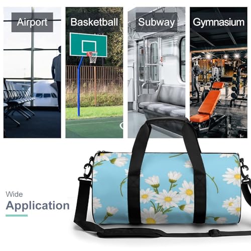 Duffel bag de camping et randonnée fleur blanche bleue