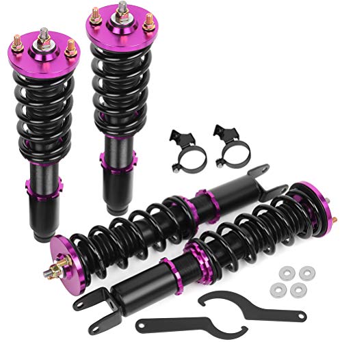 Coilover Struts Spring Shocks Adjustable Height Coilovers Suspension Struts Coil Spring Shocks ECCPP Fit for 94-01 for Acura Integra  92-00 for Honda Civic  93-97 for Honda Civic del Sol - Purple