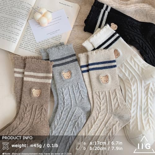 Image of IIG Cute Warm Wool Socks for Women Super Cozy Thick Crew Winter Socks Gifts, 5 Pairs