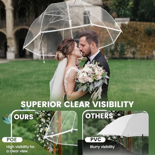 Clear Bubble Umbrella Wedding, High-Visibility Transparent Rain Umbrellas Bulk, Windproof Large Clear Umbrella, Firm and Durable, Dome Umbrellas for Wedding Bride Groom Photography Golf Outdoor3