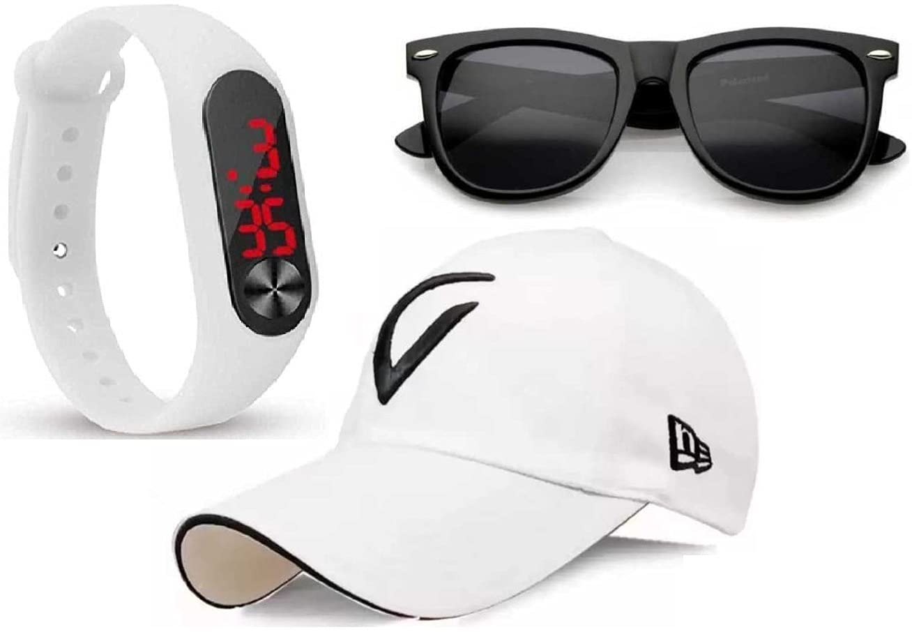 SELLORIA Brand LED White Watch M2 for Men & Women & Kids Digital Watch with White Cap-Black Sunglass for Boys & Girls (B09FLM5ZLQ) Amazon Price History, Amazon Price Tracker