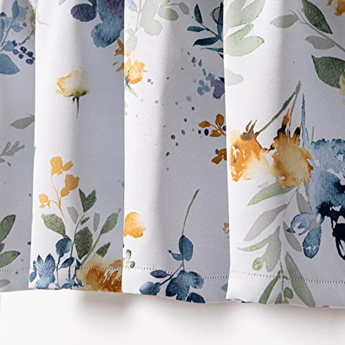 Image of MYSKY HOME 2 Pack Blackout Window Valance, 18 Inches Long Kitchen Window Curtains Over Sink Rod Pocket Pattern Valance for Bathroom Bedroom Living Room, Yellow & Grey