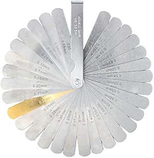CAMWAY 32PCS Blades Steel Feeler Gauge 0.0015-0.035 inch/ 0.04-0.88mm Dual Marked Metric and Imperial Gap Measuring Tool