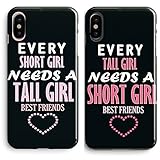 iPhone 7/8/SE (2020) Bff Case,Cute Funny Best Friends Forever BFF Sister Cousins Couple Every Tall Girl Needs A Short Girl Sisters Matching Pink Funny Love Soft Black Case Compatible for iPhone 8/7/SE
