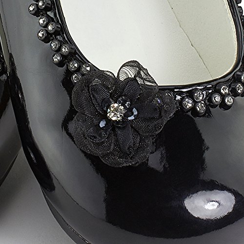Greatlookz Brianna's Patent Leather Party Shoes with Flower (Black, Toddler 6)2