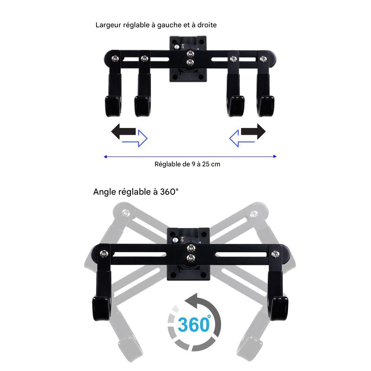 Uchwyt Ścienny Na Rower Wytrzymały, Oszczędność Miejsca, Regulowany 360 | Poziomy Uchwyt Rowerowy Na Ścianę Do Garażu Organizer Do Garażu, Sklepu, Ogrodu, Domu, Podwórka, Szopy,