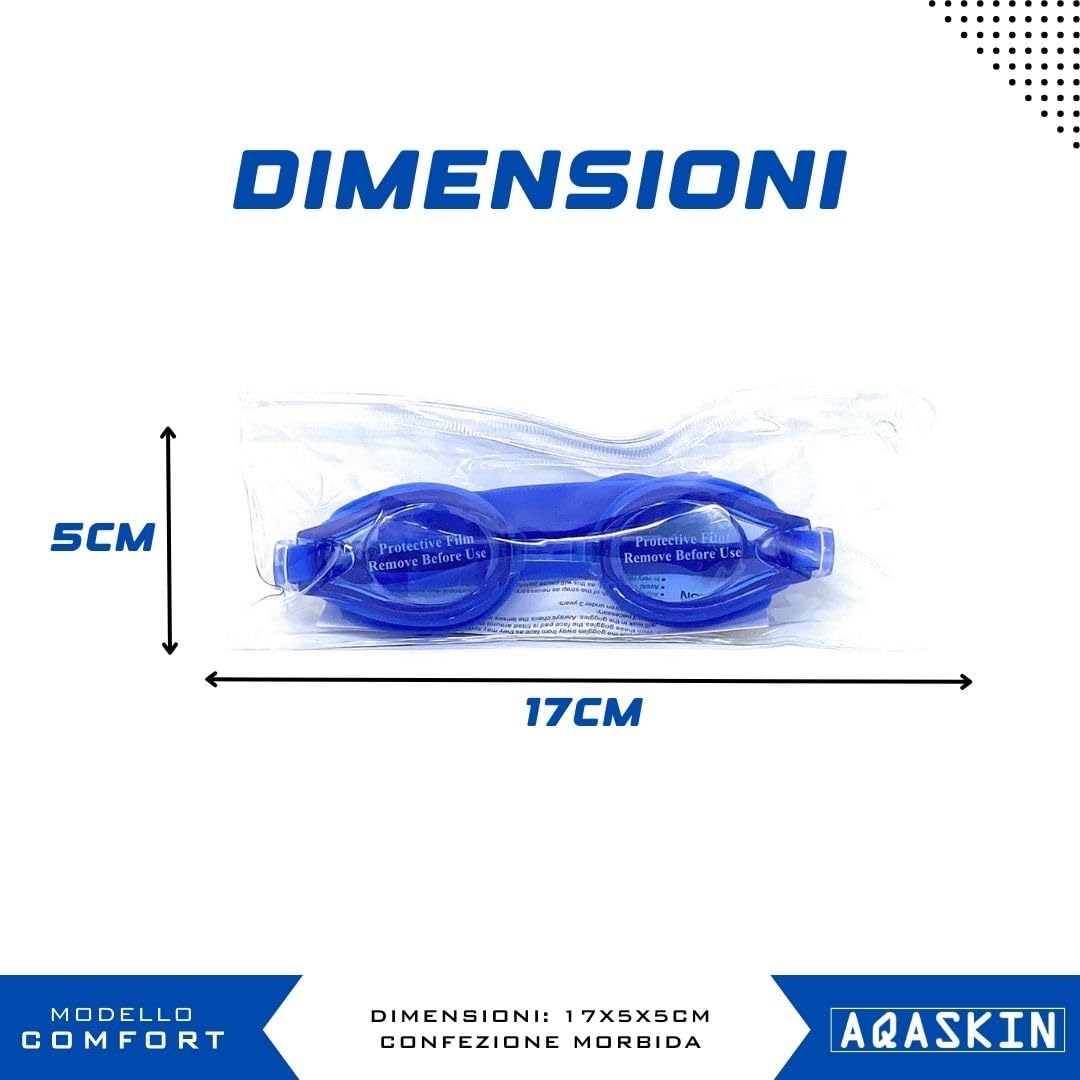 Occhialini Nuoto Professionale Modello COMFORT - SCONTI QUANTITÀ - Anti-Perdita - Piscina e Mare per Adulti e Bambini, Ponte Nasale e Fascia Elastica Regolabili.