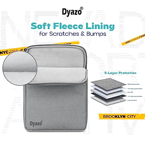 Dyazo Tablet Sleeve Bag/Case/Cover 8-11.6 Inch Compatible for Samsung/Ipad/Oppo/Realme/Xiaomi/Redmi Pad, Oneplus Pad Tablets, with Fleece Inside & One Front Pocket Grey