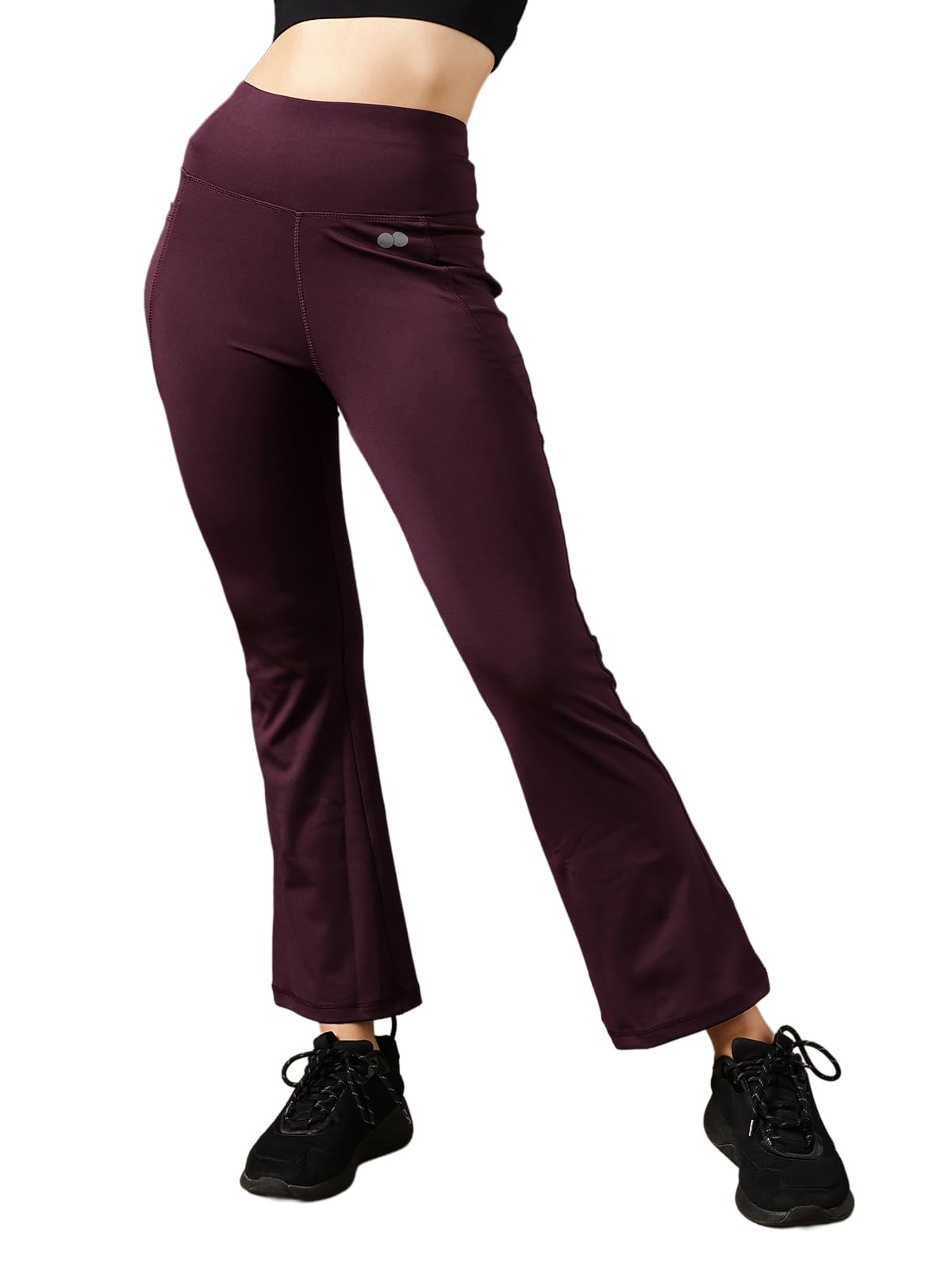 Clovia Women's Comfort-Fit High Rise Waist Flared Yoga Pants (AB0090A15_Purple_XXL)-picture-15