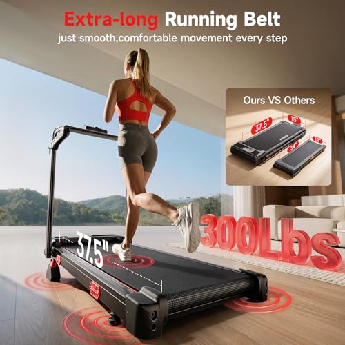 Image of RHYTHM FUN 13% Incline Walking Pad Treadmill, 6.2MPH Foldable Walking Pad with Handle Bar, Under Desk Treadmills for Home Office, 300 LBS Capacity