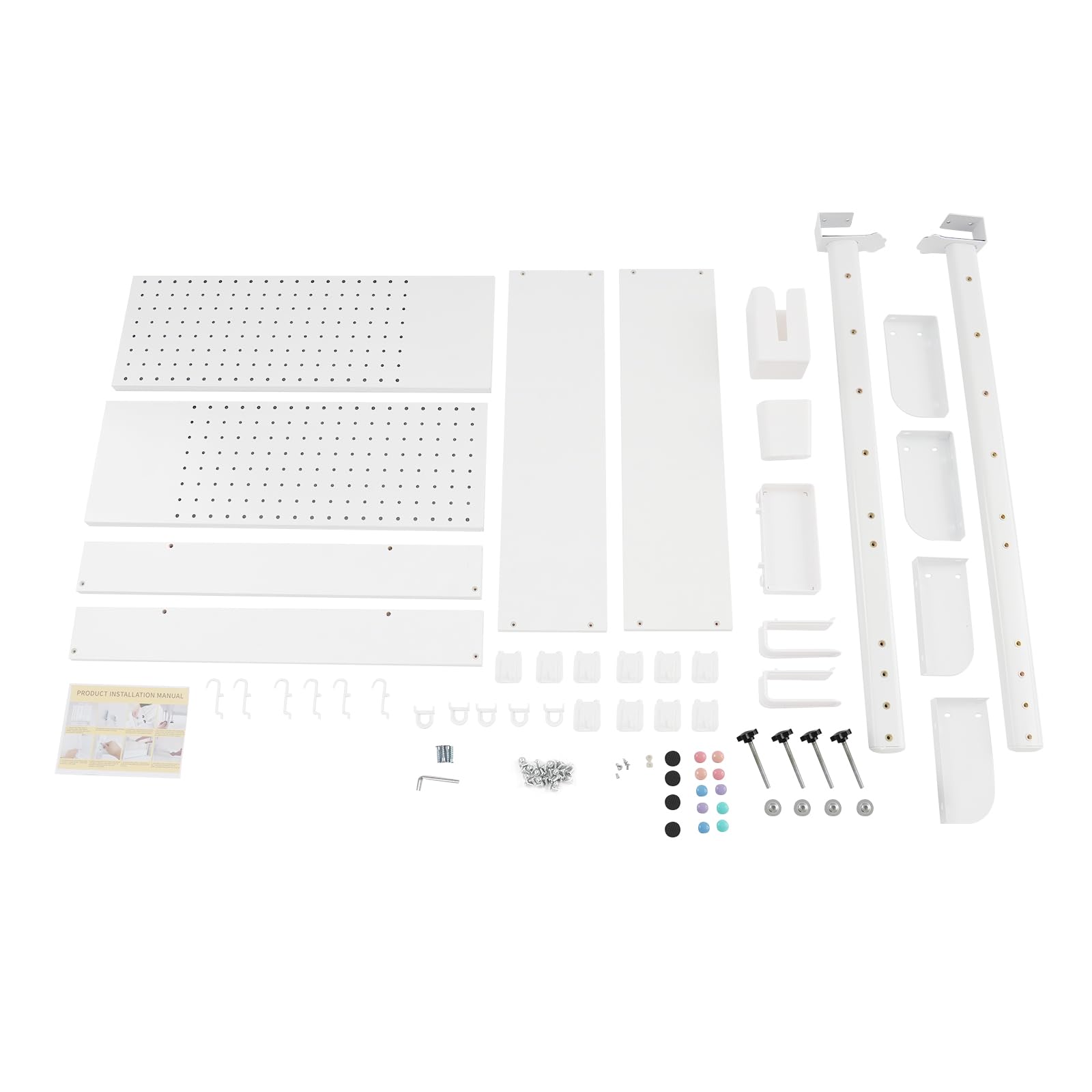 Klemmbare Schreibtisch-stecktafel-Regal, Bücherregal 3 Ebenen Büro Computer Schreibtisch Zubehör Organizer für Büro, Gaming, Zuhause, Modular Aufhängbar (Weiß, 80x95cm)
