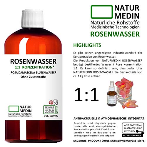 ROSENWASSER 1000-ml Gesichtswasser, 100% naturrein, 1:1 Konzentration, Rosa damascena Blüttenwasser, ohne Zusatzstoffe… - Image 5