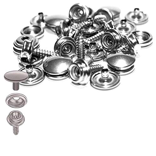 Grizack - Juego de 50 Botones a presión de Acero Inoxidable con Herramientas para Lona, Camping, Costura