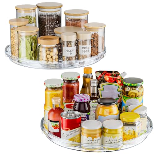 Image of LAMU 12 in Lazy Susan Turntable, 2 Pack Clear Spice Rack, Organizer Storage