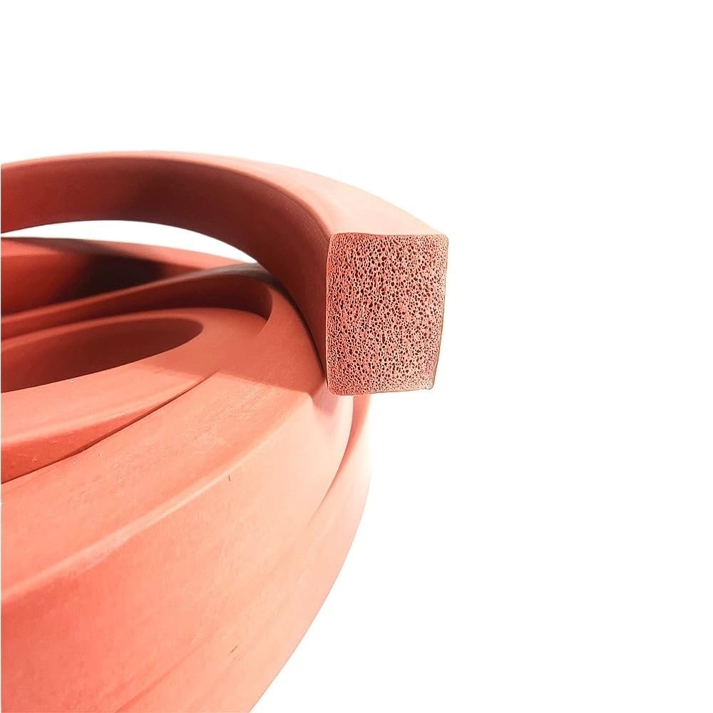 Schaumdichtungsstreifen Schaumgummistreifen, 30 m Schaumgummi-Dichtungsstreifen, Dicke 3–10 mm, rote Farbe, quadratische Silikon-Schaumstreifen, Schwammgummistreifen, 1 Stück(5mmX50mm)