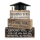 CroBlissful 4 Pcs 2026 Graduation Decorations Graduation Tiered Tray Decorations Class of 2026 Positive Quote Wooden Block Centerpiece Sign Farmhouse Congratulate Senior Gifts for Home Shelf Desk