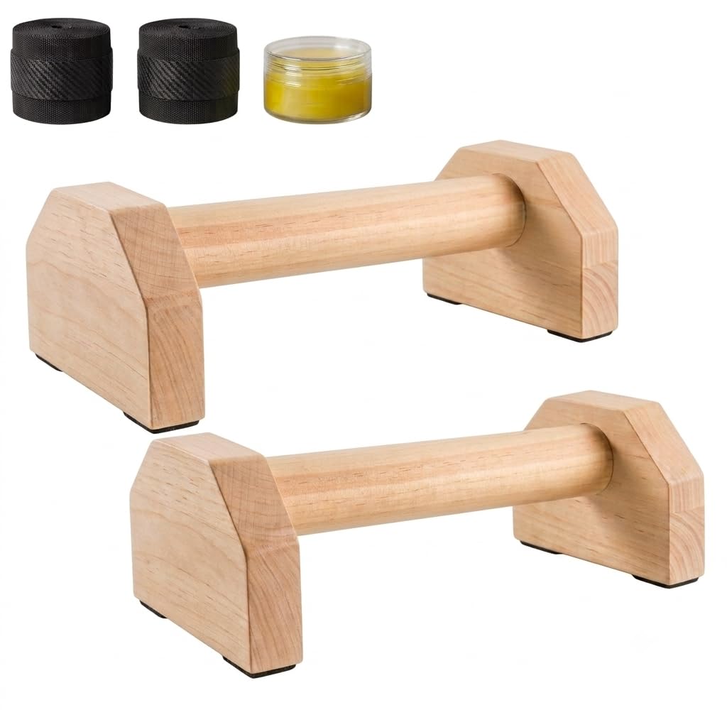 Trlakepreble Wooden Push Up Bars,Anti-Slip Push-Up Handles,Mini Handle Pumps,Dip Station Dip Bar,Handstand Bars for Cali