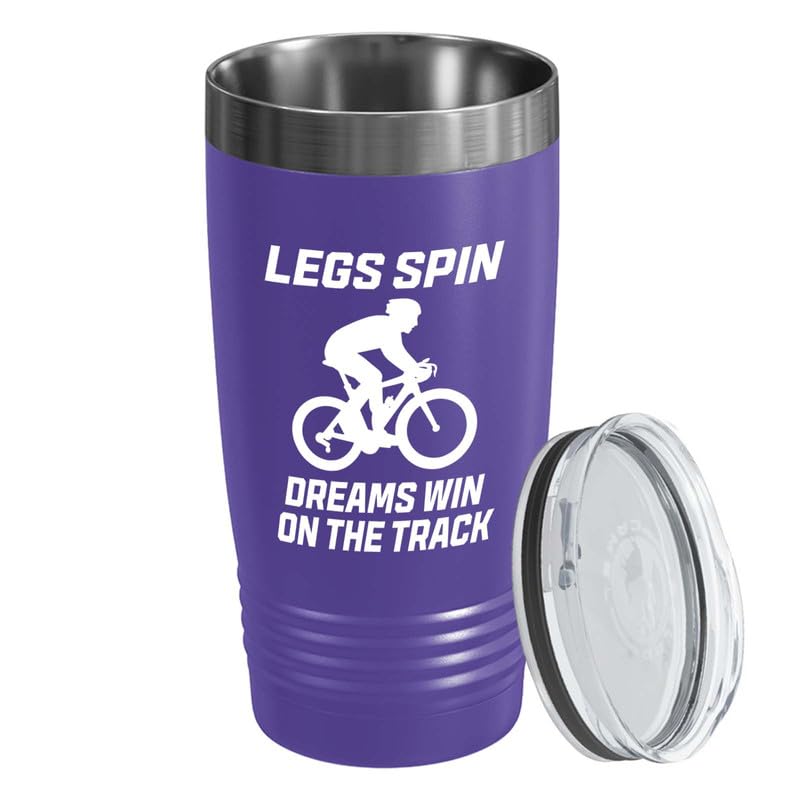 Track Bicycle Racing Purple Edition Viking Tumbler 20oz - Legs Spin - Bike Lover Mountain Biker Road Racer Sport Trails Bicycle Wheelie Rider Track Gymnast