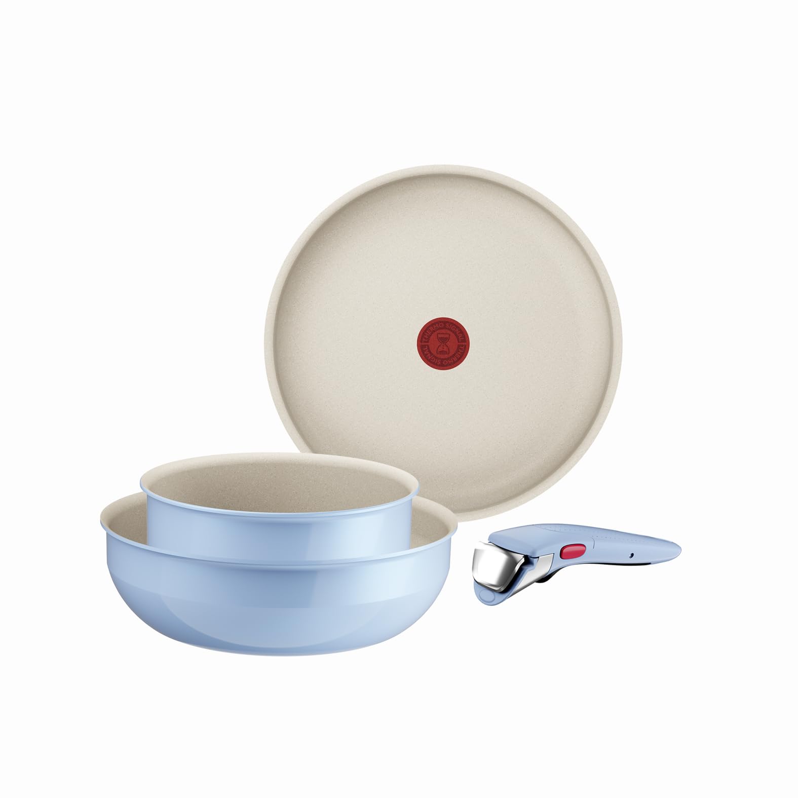 Tefal Ingenio Serenity Kochgeschirr-Set 4-teilig, Mineralia Antihaftversiegelung, platzsparend, stapelbar, für alle Herdarten, spülmaschinengeeignet, Calm Blue, L8274S04