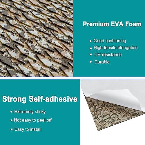 Image of Hjdeck Boat Flooring EVA Foam Boat Decking Self-Adhesive Camo Marine Carpet Yacht Kayak Decking Non-Skid Sheet Swimming Pool RV Carpet Boat Foam Flooring Surfboard Marine Flooring Mats (47.2 inchx11.8 inch)