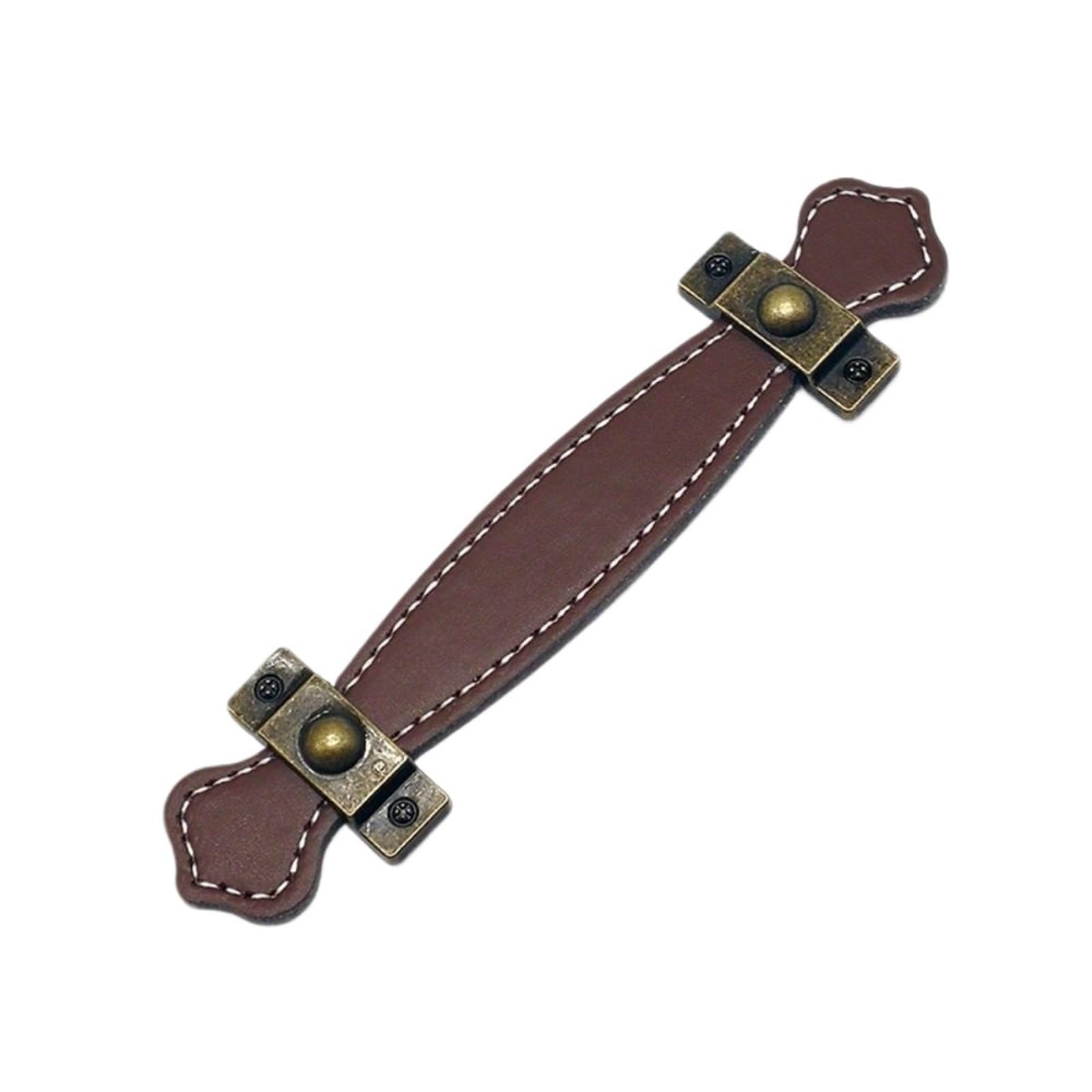 CQAHDSEVF Leather Drawer Pulls, Leather Drawer Knobs, Zinc Alloy PU, Brown/Black, 96-128mm(Brown,96mm)