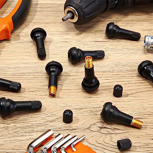 Image of Tallew 500 Pieces TR413 Tire Valve Stems, Rubber Snap-in Tubeless, Black
