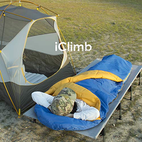 Iclimb 2 Heavy Duty Compact Folding Chair And 2 Two-Layer 3M Thinsulate Insulation Sleeping Bag Bundle For Couple Outdoor Indoor Camping Patio Porch Backyard Lawn Garden Balcony Concert Bbq #TOP1