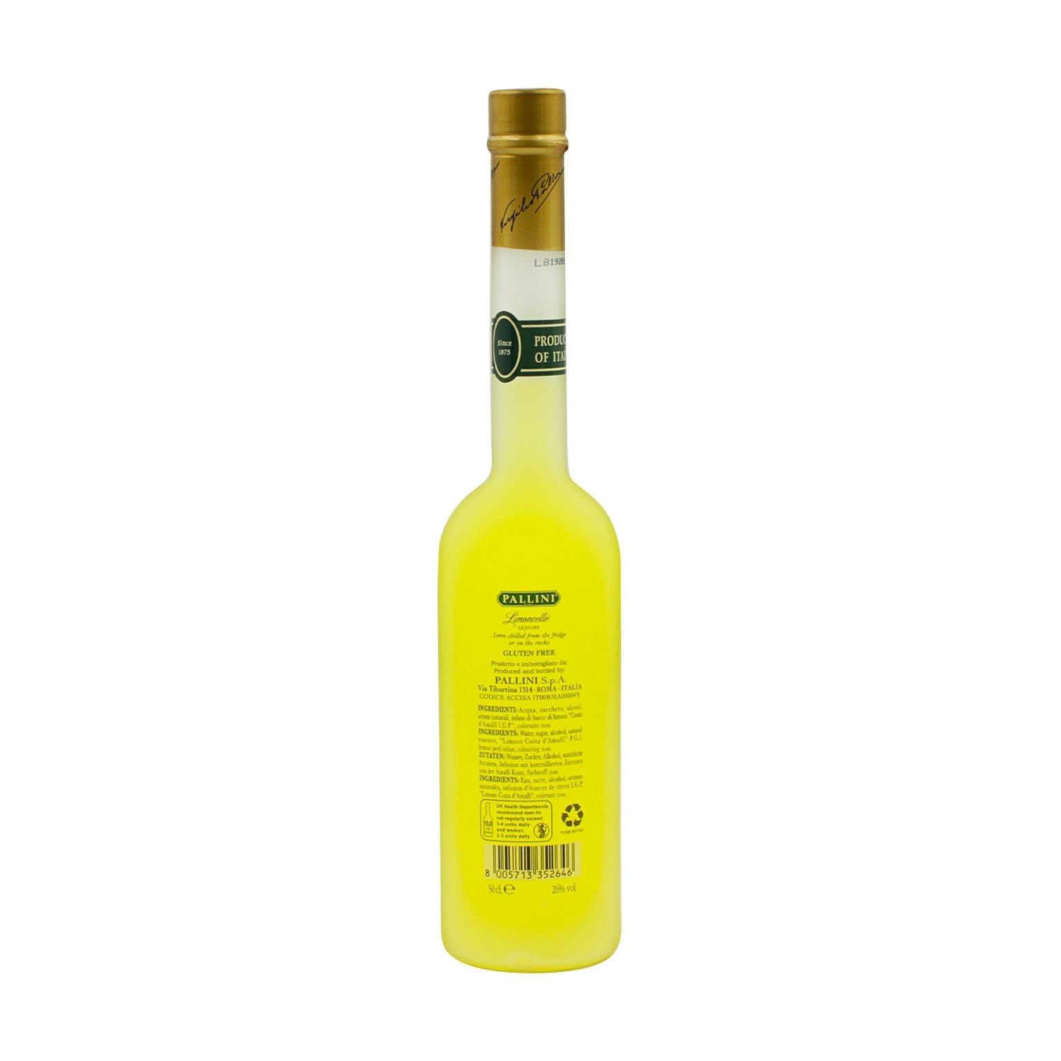 Pallini Limoncello Botella 500ml 26º Limones de Costa d'Almafi IGP