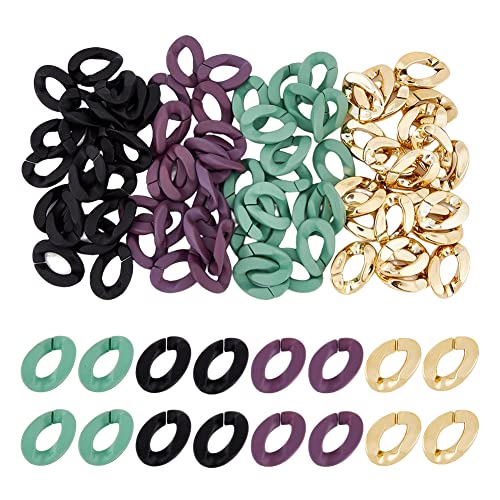 SUPERFINDINGS 120Pcs Twist Linking Rings Including 60Pcs 3 Colors Spray Painted Acrylic Rings and 60Pcs ABS Plastic Curb Chain Connectors for Jewelry, Glasses, Bag Chains Making