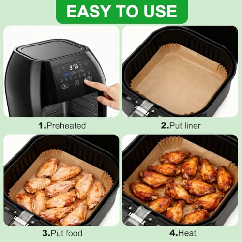Image of BYKITCHEN 200PCS 10 Inch Large Air Fryer Liners for 8-12QT XL Airfryer