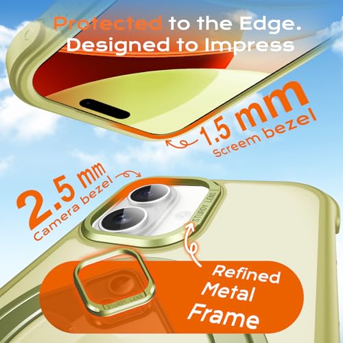 Coque iPhone 16 MagSafe avec support rotatif 360 antichoc et dos mat vert