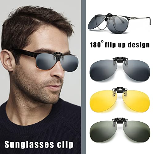 Polarized Clip On Flip Up Sunglasses Over Prescription and Reading Glasses Frames Rimless Sun Glasses for Men Women Driving4