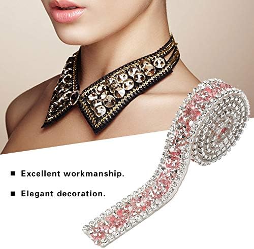 Vista 5 de Cinta de malla con diamantes de imitación, cinta acrílica plateada para bodas, pasteles, decoraciones de jarrones, suministros de fiesta Pink