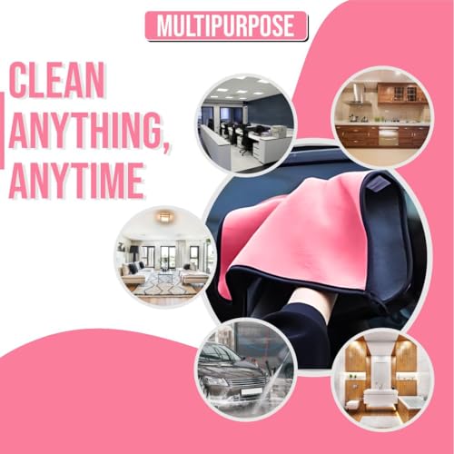 Image of Btag Microfiber Cleaning Cloth, 30x40 cms 600 GSM | Highly Absorbent,Lint and Streak Free, Multi-Purpose Wash Cloth for Kitchen,Car,Window,Stainless Steel,Silverwear(Pink 30x40cms) Pack of 1
