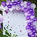 Tatuo 112 Pieces Purple Balloon Garland Kit White Purple Confetti Latex Balloon Arch Garland for Wedding Birthday Graduation Baby Shower Party Decorations