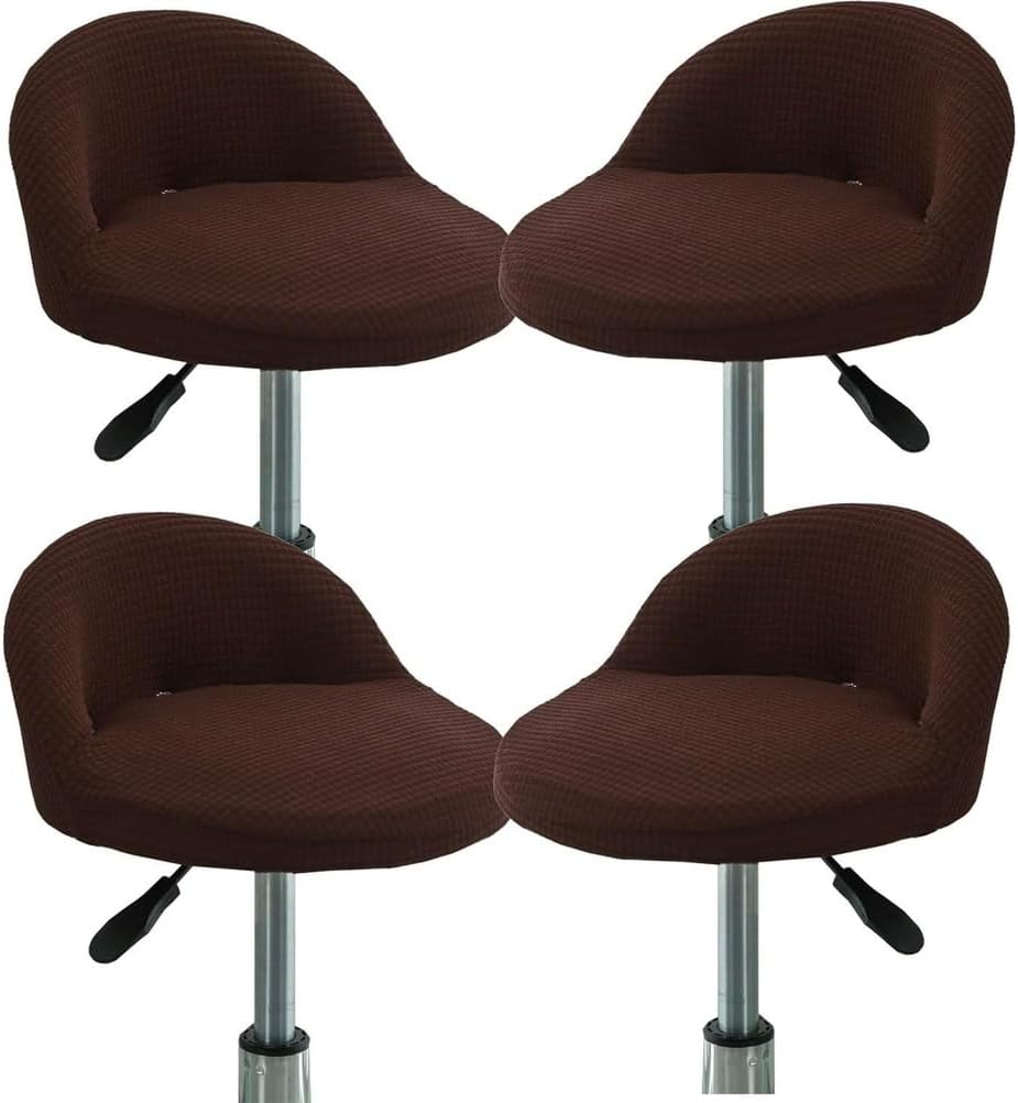 Bar Stool Cover with Back, Counter Height Bar Stool Slipcovers Stretch Swivel Barstools Slipcovers Pub Counter Chairs Covers for Home Kitchen Island Bar,F,4PACK