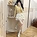 RILGOU Harajuku Gothic Lolita Kawaii Fashion Casual Style Elastic Waisted Soft Vintage Lace Trim Layered Tiered Skirt L Off-White